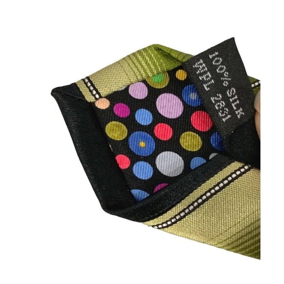 Green & Black Silk Neck Tie Diagonal Striped City of London Bold Retro - Picture 5 of 8